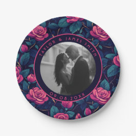 Farbige Rose Jubiläum Teller für ein Paar