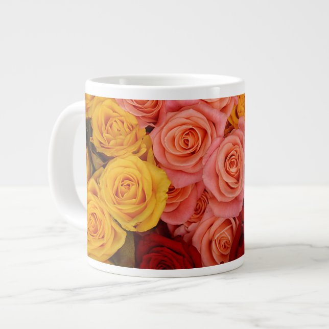 Farbige Rose Jumbo-Tasse (Vorderseite Links)