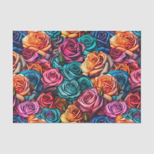 Farbige Rose Muster Blume Blumenmuster Seidenpapier (Vorderseite)