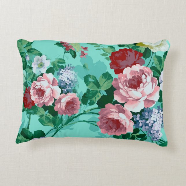 Farbige Rose und Blume Dekokissen (Rückseite)