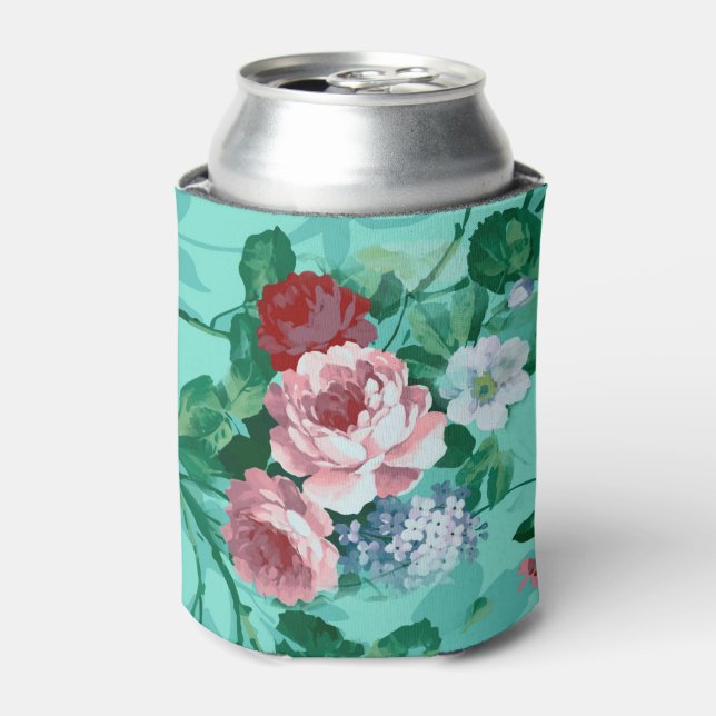 Farbige Rose und Blume Dosenkühler (Kanne Vorderseite)