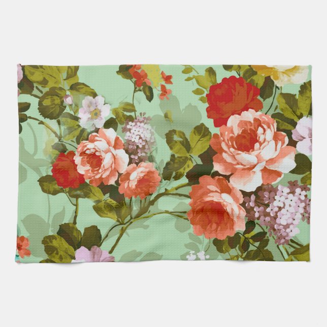 Farbige Rose und Blume Geschirrtuch (Horizontal)