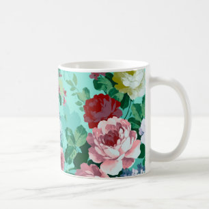 Farbige Rose und Blume Kaffeetasse