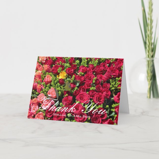 Farbige Rose Vielen Dank Dankeskarte (Vorderseite)