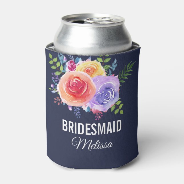 Farbige Rose Wasserfarben Blumenzwiebeln Dosenkühler (Kanne Vorderseite)