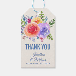 Farbige Rose Wasserfarbene Gastgeschenk Hochzeit Geschenkanhänger