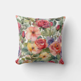 Farbige Rose Wildblumen Kissen