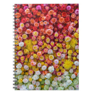 Farbige Rosen und Chrysanthemen Blumenverlauf Notizblock