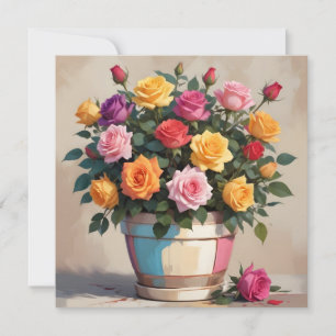 Farbige Rosenbouquet Einladung