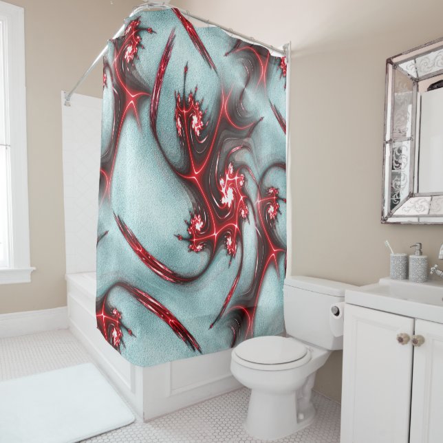 Farbige Rot-Fraktal-Eidechse über weiche, raue Tex Duschvorhang (Beispiel)