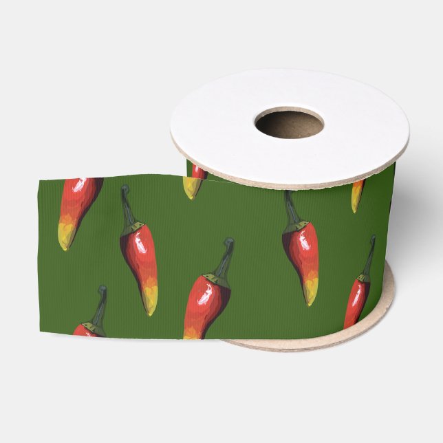 Farbige Rote Chili-Paprikaschoten Ripsband (Spule)