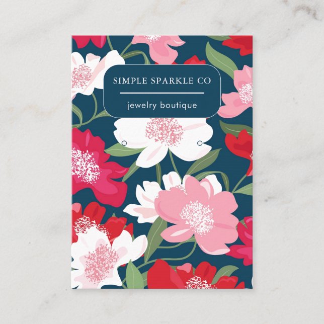 Farbige rote, florale Muster der Grafikkarte Visitenkarte (Vorderseite)