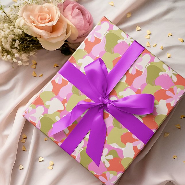 Farbige Rote Orange, grüne und Lila Abstrakte Kuns Geschenkpapier (Von Creator hochgeladen)