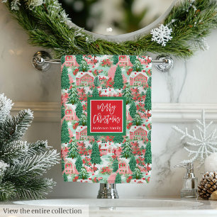 Farbige rote und heiße rosa Weihnachts-Preppy-Hand Badhandtuch Set