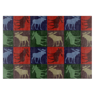 Farbige rustikale Elche Vierkantscheibe Schneidebrett