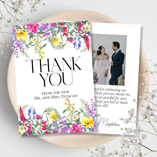 Farbige rustikale Wildblumen Foto Danke Karte (Von Creator hochgeladen)