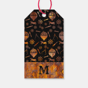 Farbige Rusty Steampunk Balloons Monogram Geschenkanhänger