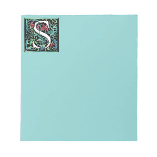 Farbige S-Monogramm 5,5" x 6" Notepad - 40 Seiten Notizblock