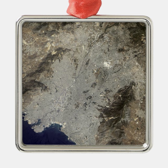 Farbige Satellitenansicht des zentralen Athen Ornament Aus Metall (Vorne)