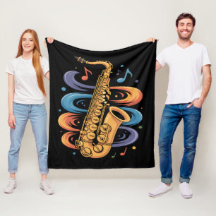 Farbige Saxophon-Musik-Flow-Jazz-Instrument Fleecedecke