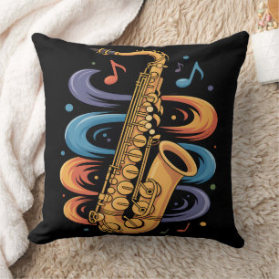 Farbige Saxophon-Musik-Flow-Jazz-Instrument Kissen