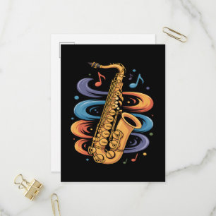 Farbige Saxophon-Musik-Fluss-Jazz-Instrument Einladungspostkarte