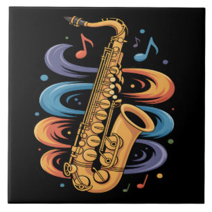 Farbige Saxophon-Musik-Fluss-Jazz-Instrument Fliese