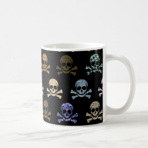 Farbige Schädel- und Kreuzknochen Kaffeetasse