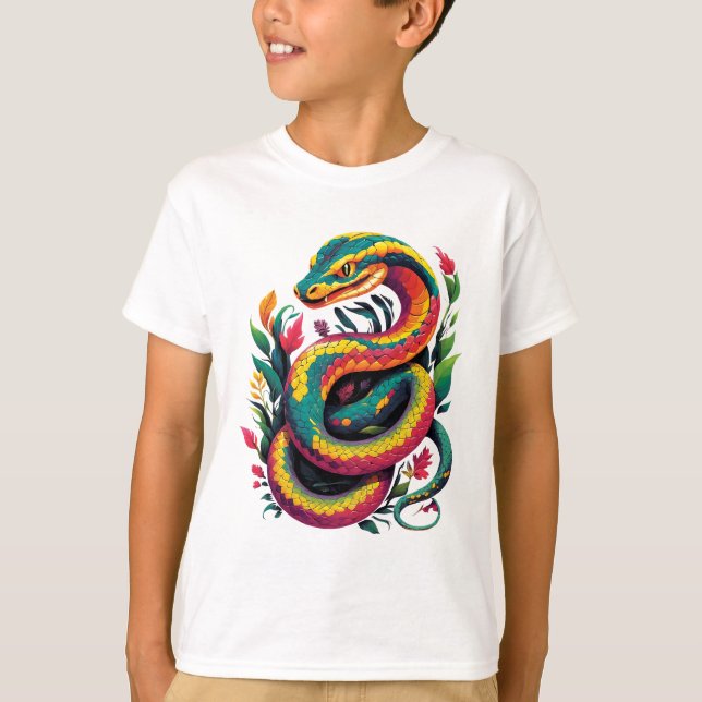 Farbige Schlange T-Shirt (Vorderseite)