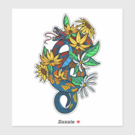 Farbige Schlangen mit Blume Aufkleber