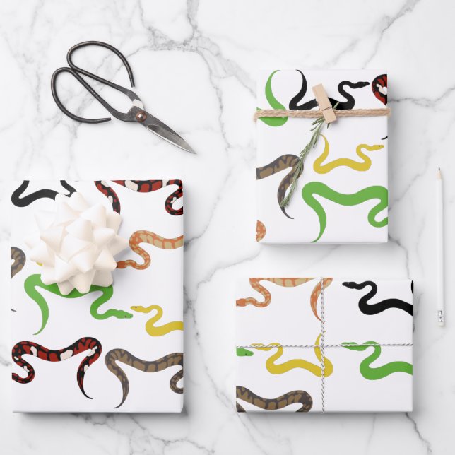 Farbige Schlangen Python Reptile Muster Geschenkpapier Set (Vorderseite)