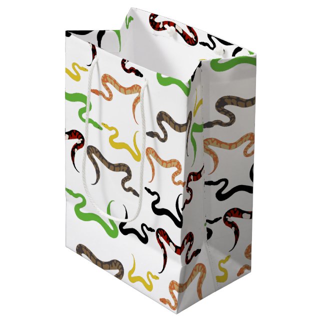 Farbige Schlangen Python Reptile Muster Mittlere Geschenktüte (Vorderseite Schrägansicht)