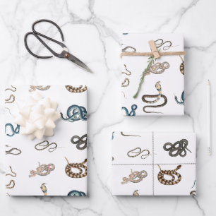 Farbige Schlangen Reptilienmuster Geschenkpapier Set
