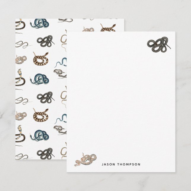 Farbige Schlangen Reptilienmuster Mitteilungskarte (Vorne/Hinten)