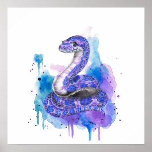 Farbige Schlangen-Wasserfarben-Kunst Poster