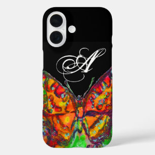 FARBIGE SCHMETTERLING ROT GOLD GELB MONOGRAMM Schw iPhone 16 Hülle