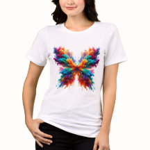 Farbige Schmetterling-Wasserfarben-Kunst-T-Shirt |