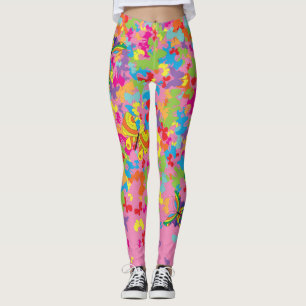 Farbige Schmetterlinge 01.bw Pink BG Leggings