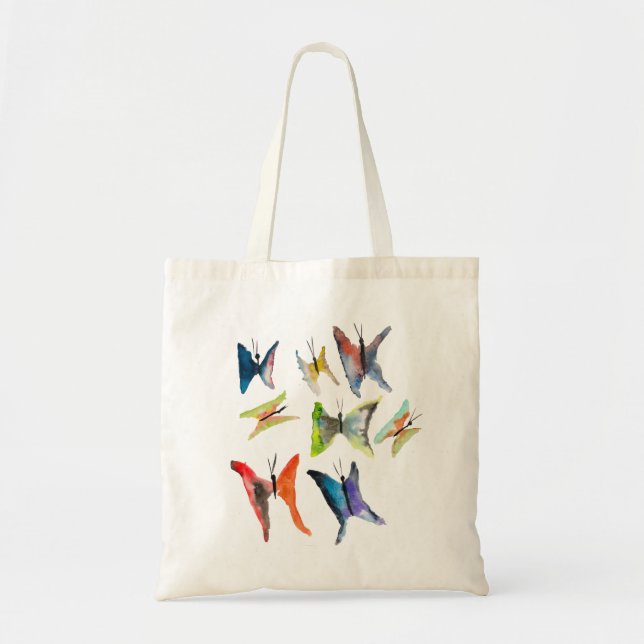 Farbige Schmetterlinge aus Aquarell Tragetasche (Vorne)