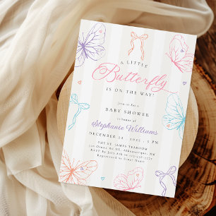 Farbige Schmetterlinge Baby Shower Einladung