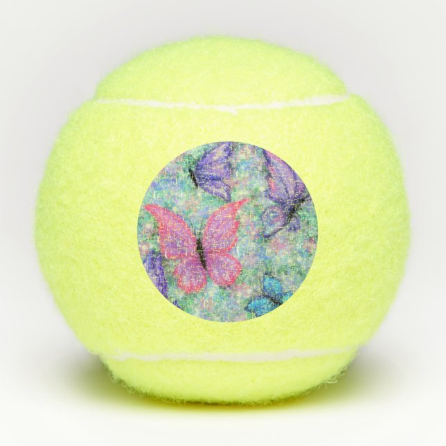 Farbige Schmetterlinge Fliegen - Freude - Tennisbälle (Vorderseite)