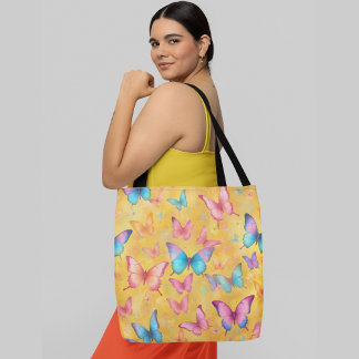 Farbige Schmetterlinge in verschiedenen Gelbtönen Tasche