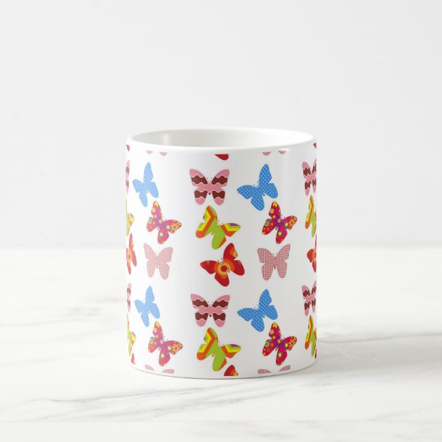 Farbige Schmetterlinge Kaffeetasse (Mittel)