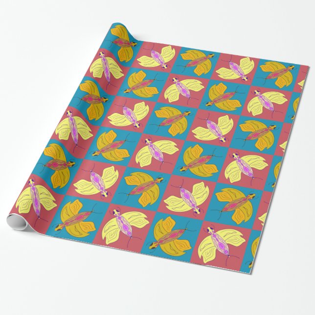 Farbige Schmetterlinge nahtlos Geschenkpapier (Ungerollt)