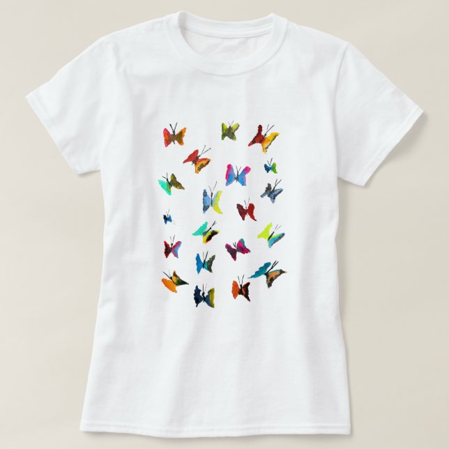 Farbige Schmetterlinge T-Shirt (Design vorne)