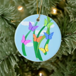 Farbige Schmetterlinge und Himmel Keramikornament