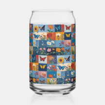 Farbige Schmetterlinge Und Wildblumen Patchwork