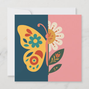 Farbige Schmetterlingsdekoration mit floralen Elem Einladung