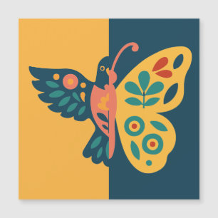 Farbige Schmetterlingsdekoration mit floralen Elem Magnetkarte