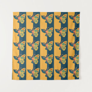 Farbige Schmetterlingsdekoration mit floralen Elem Wandteppich